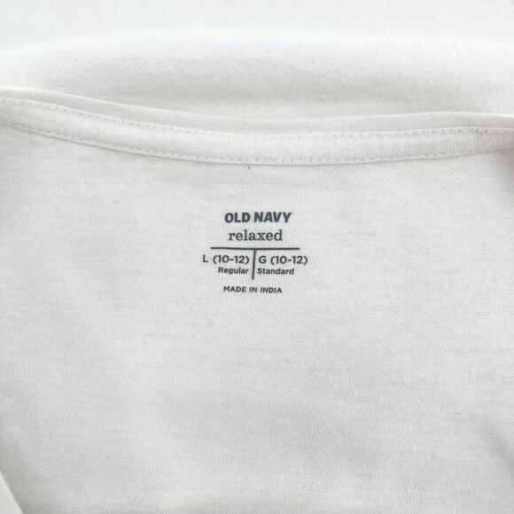 Old Navy Long Sleeve Top Girls Kids L White Relaxed Fit Curved Hem Soft Casual - Picture 3 of 4